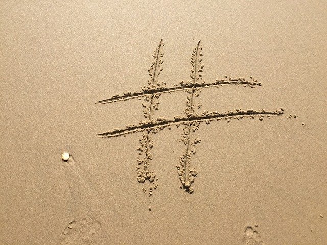 Hashtag-created-on-sand