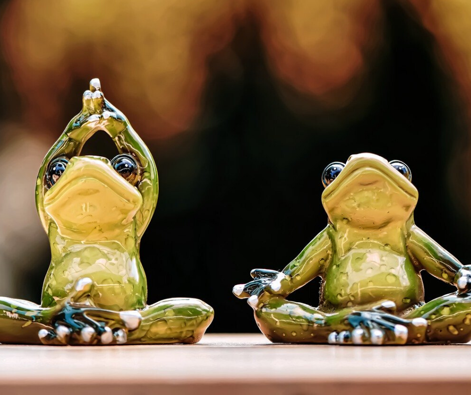 Frog miniatures in yoga asanas